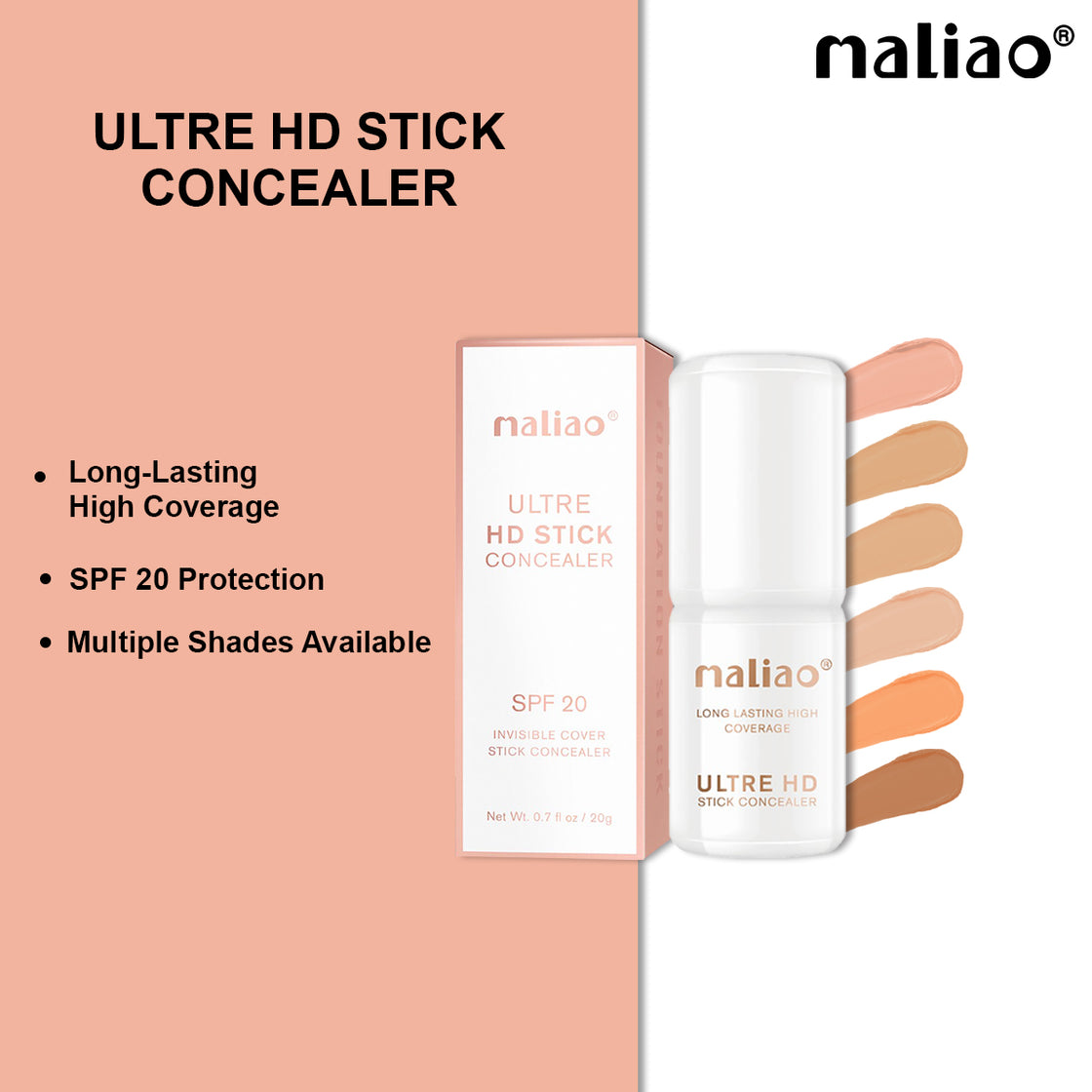 Maliao Ultra HD Stick Concealer with SPF 20 - Invisible Cover Stick Concealer - Maliao Makeup