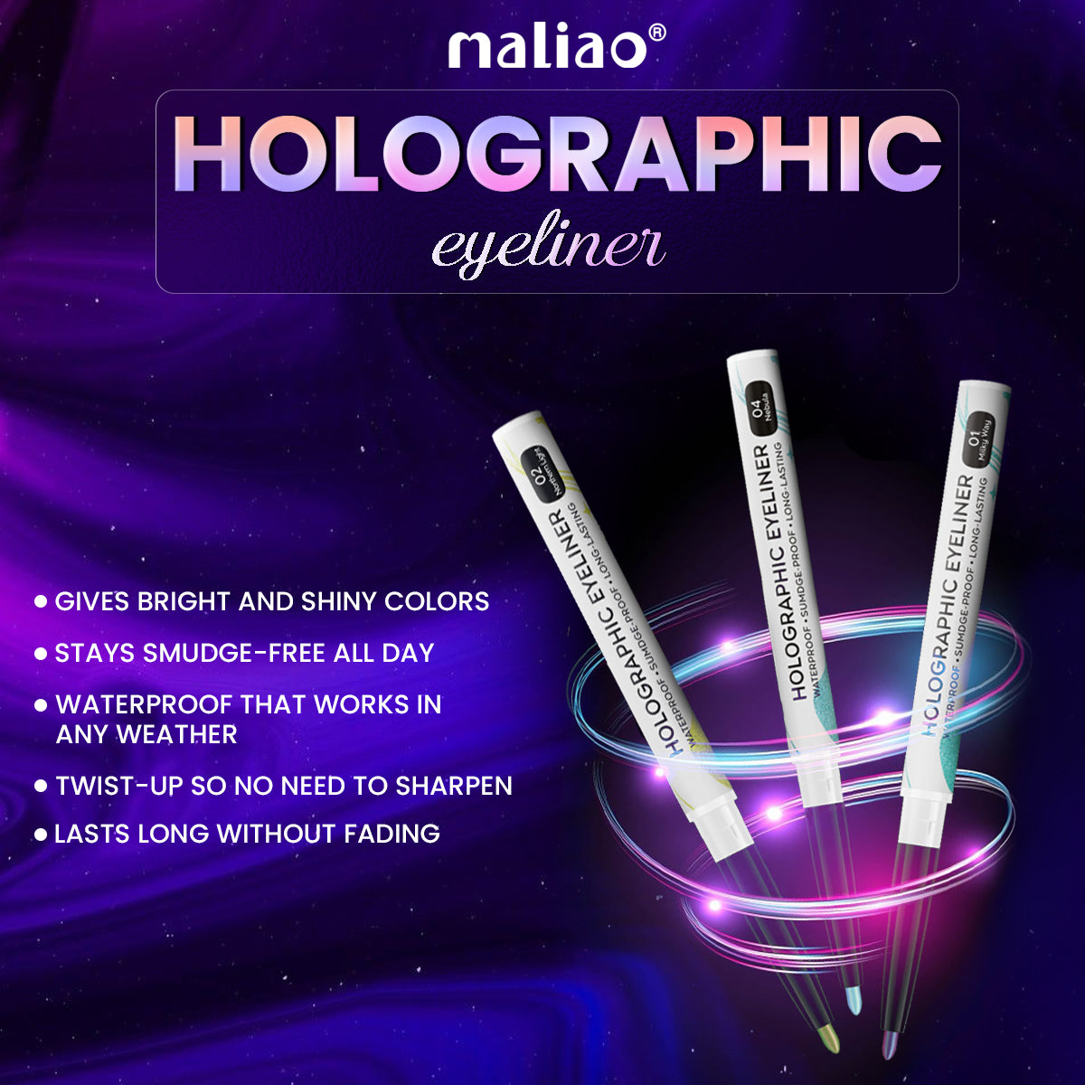 Maliao Holographic Multichrome Eyeliner – Stunning Shimmer and Long-Lasting Wear Eye