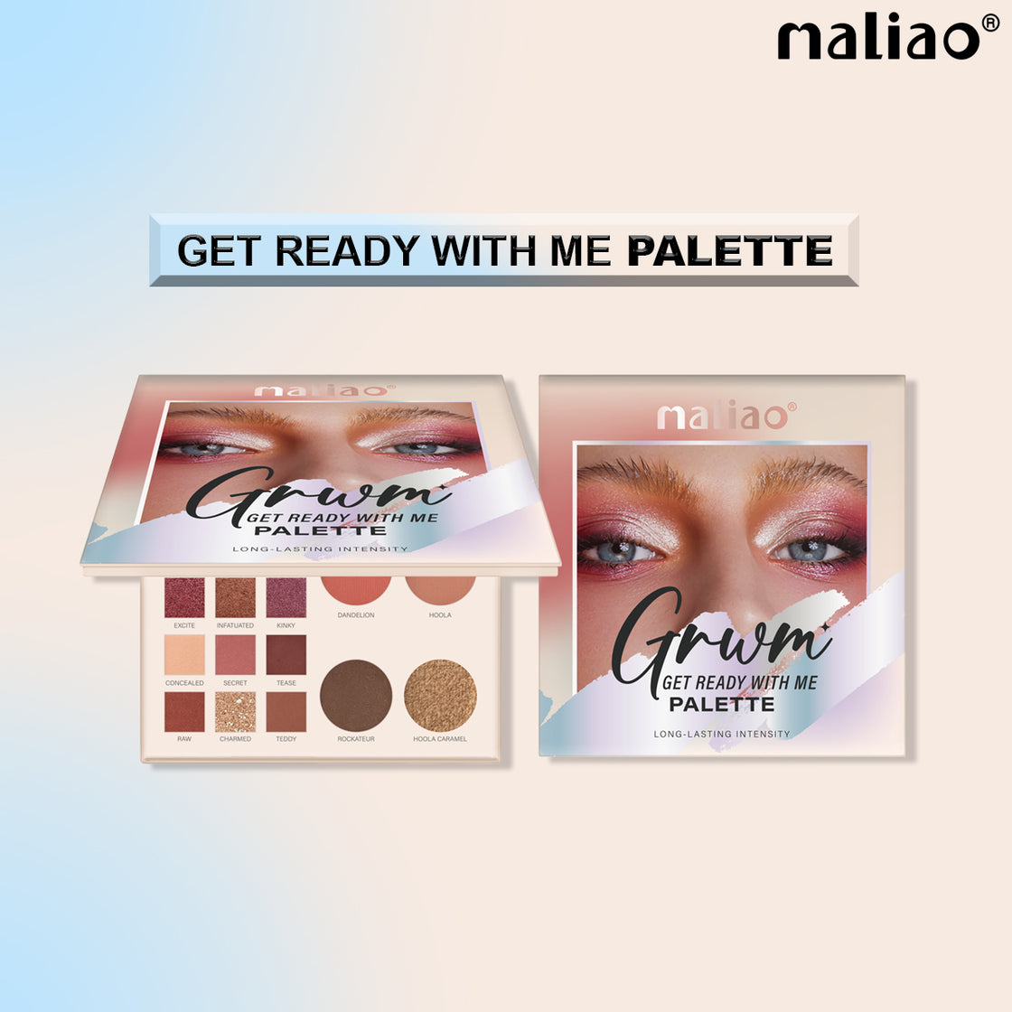 Maliao Get Ready With Me (GRWM) Palette - Long-Lasting Highlighter, Blusher, Contour & Eyeshadow - Maliao Makeup