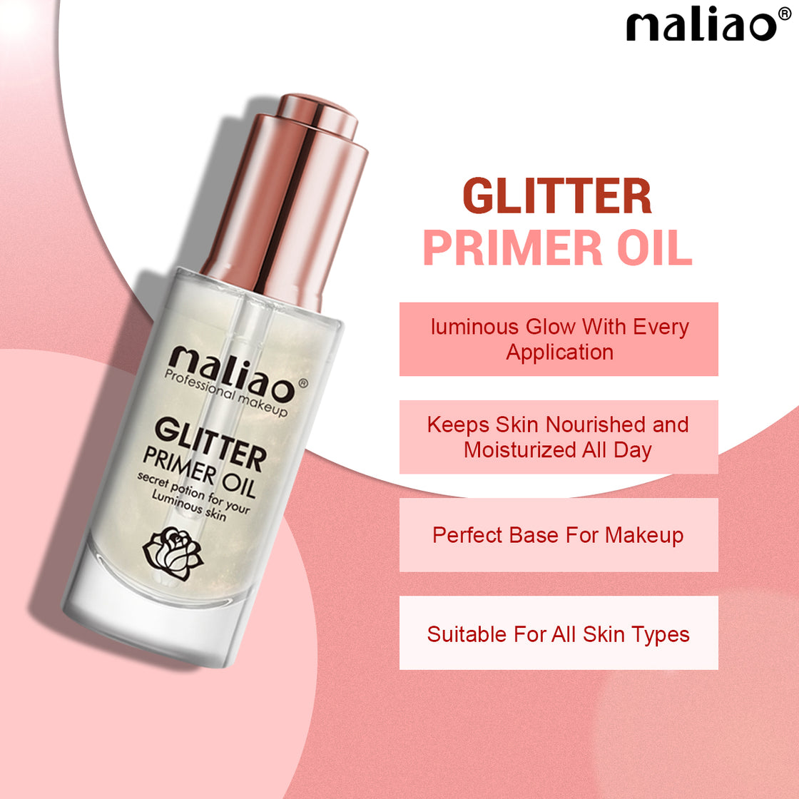 Maliao Glitter Primer Oil - Secret Potion for Radiant, Luminous Skin Face