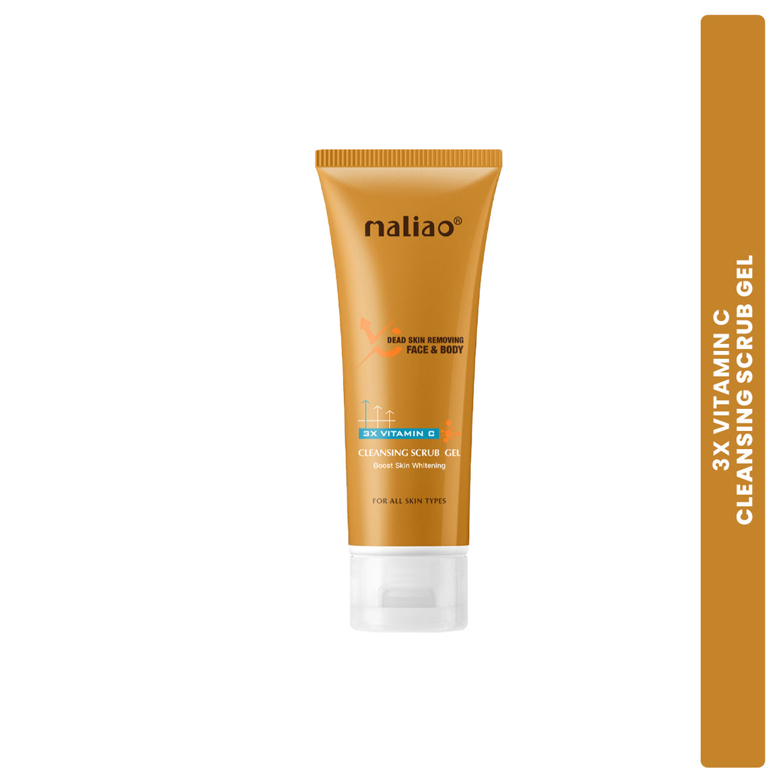 Maliao Cleansing Scrub Gel with 3x Vitamin C - Deep Cleansing & Skin Whitening Boost Face, Body