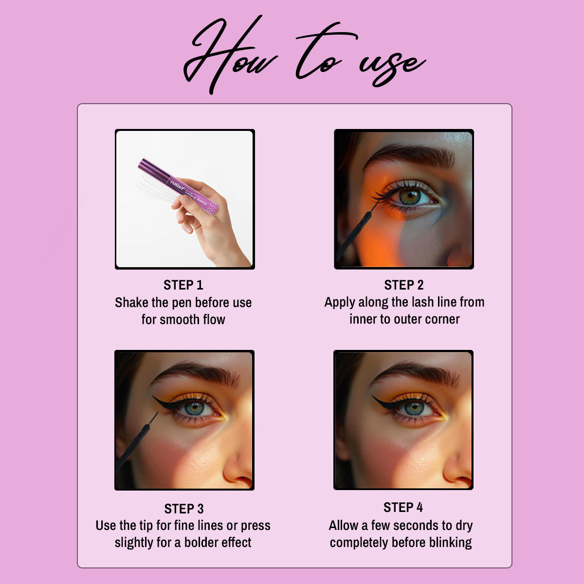 Maliao Waterproof Liquid Eyeliner - Long-Lasting Precision Eye Makeup, Smudge-Proof & Intense Black Finish, 6ml Eye