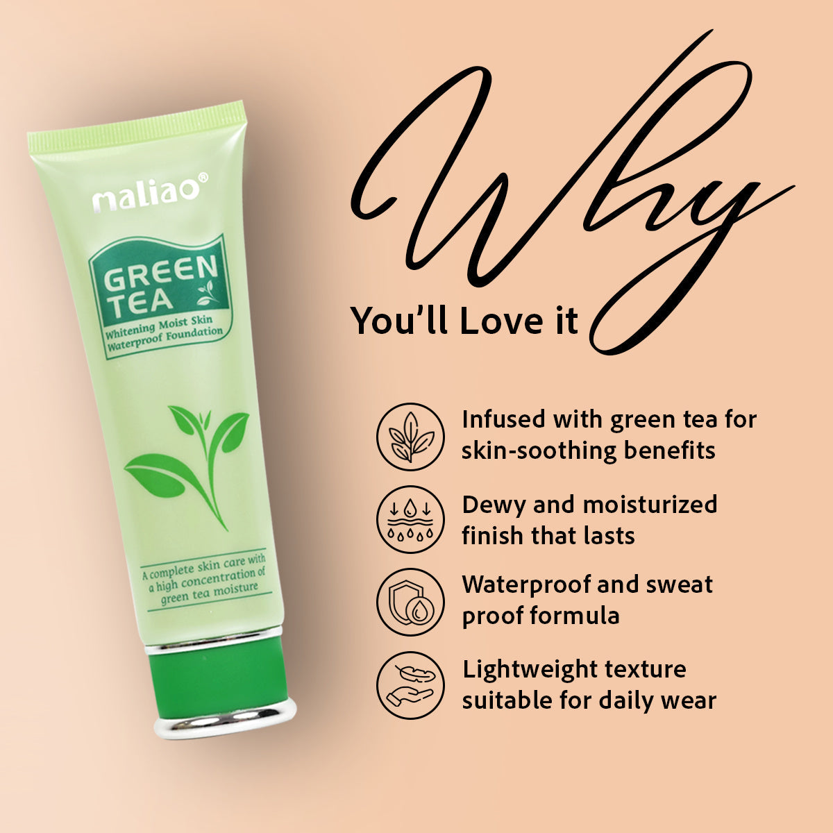 Maliao Green Tea Whitening Waterproof Foundation Face
