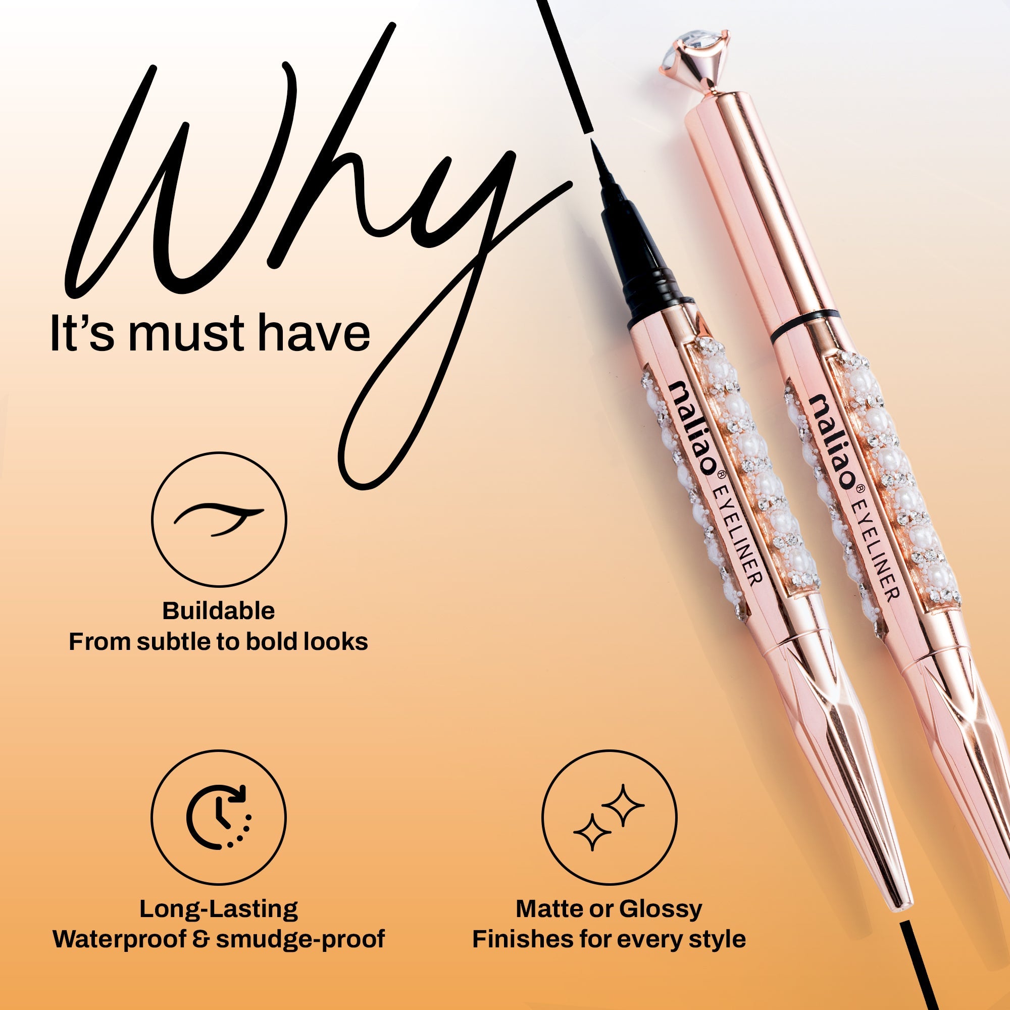 Maliao Easy & Smooth Precise All Day Liquid Eyeliner Pen - Long-Lasting Definition Eye