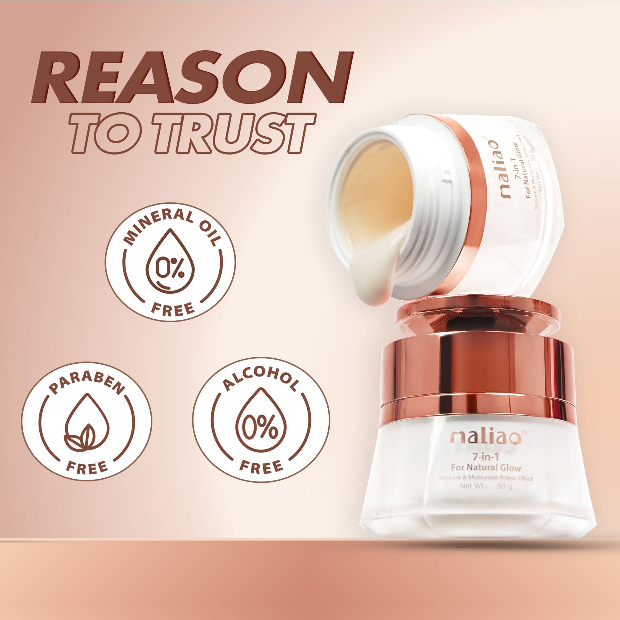 Maliao 7-in-One Natural Glow+ Skincare & Moisturizing Primer Face