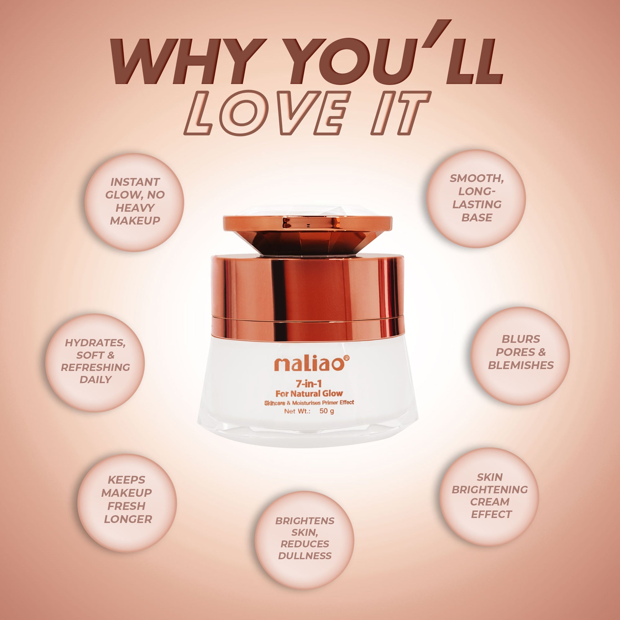 Maliao 7-in-One Natural Glow+ Skincare & Moisturizing Primer Face