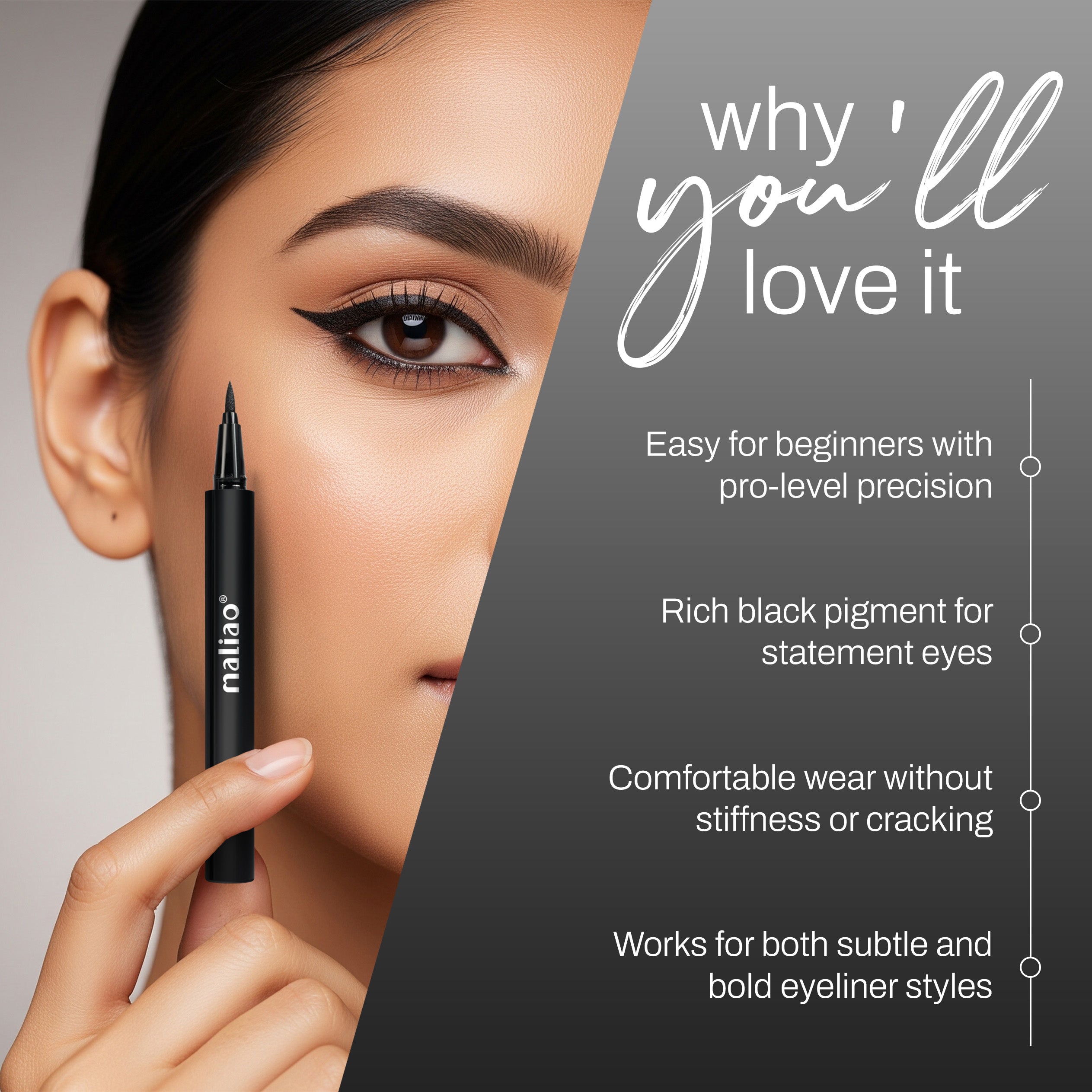 Maliao Limitless Liquid Eyeliner Pen – Jet Black Eye