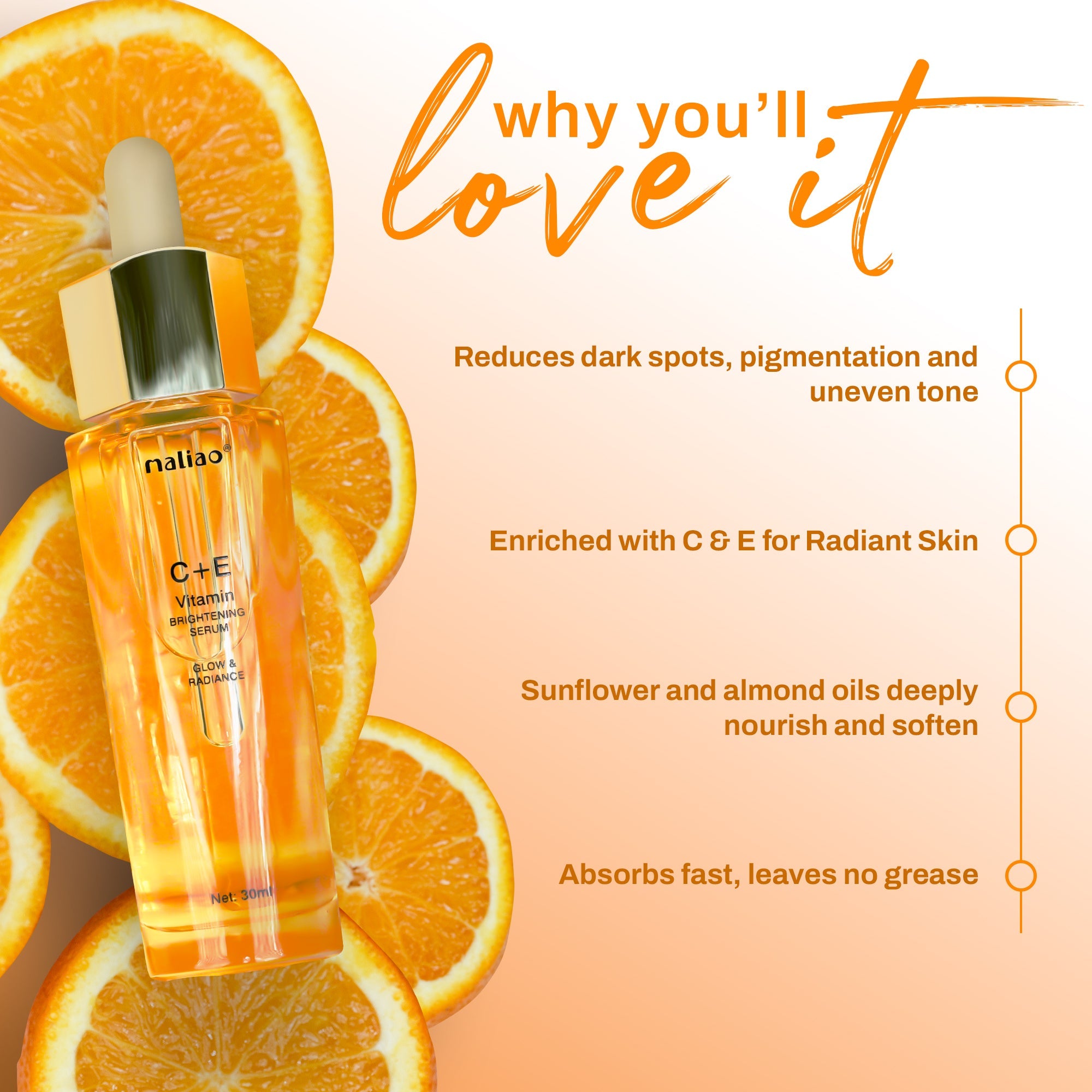 Maliao Vitamin C+E Brightening Serum Face